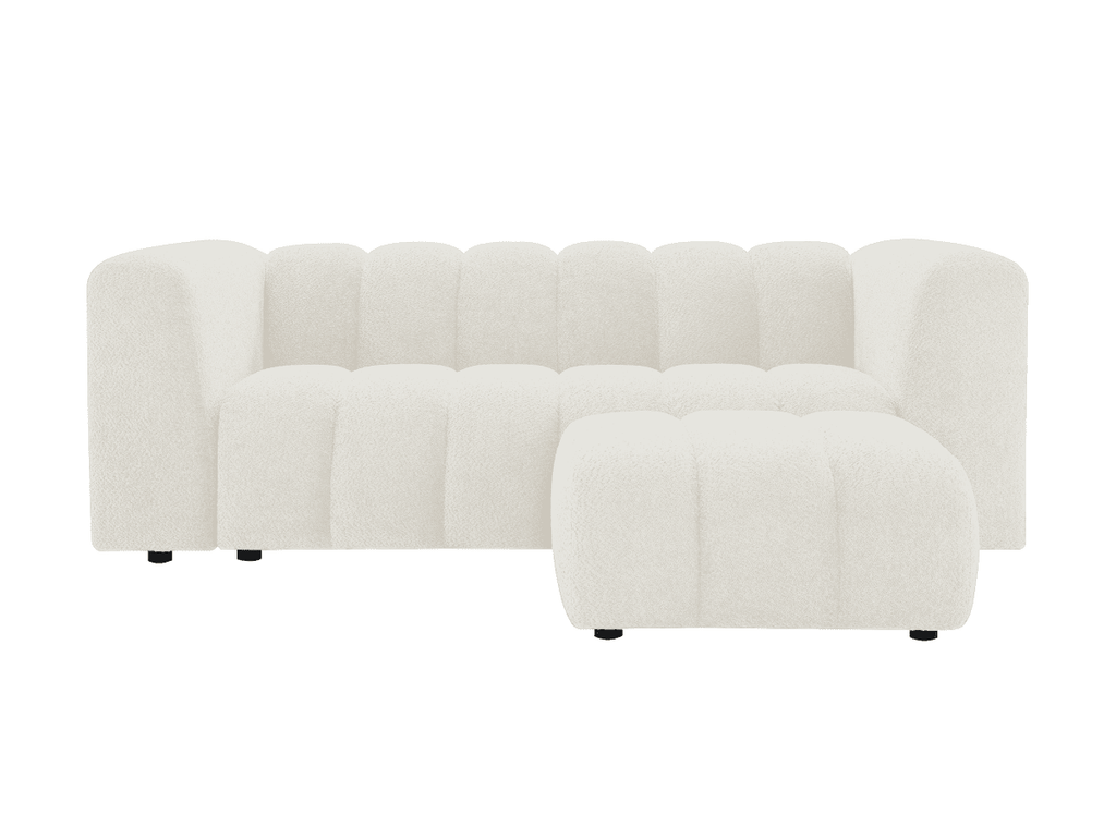 Pouf en tissu bouclette écru AELIS