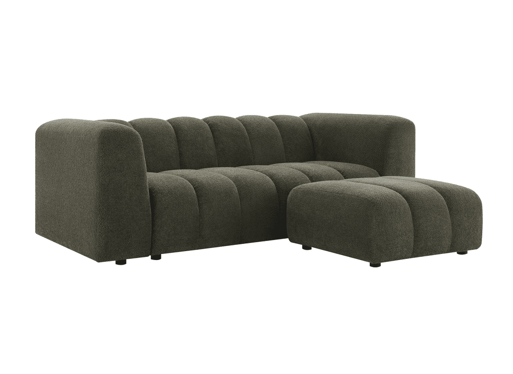 Pouf en tissu bouclette vert AELIS
