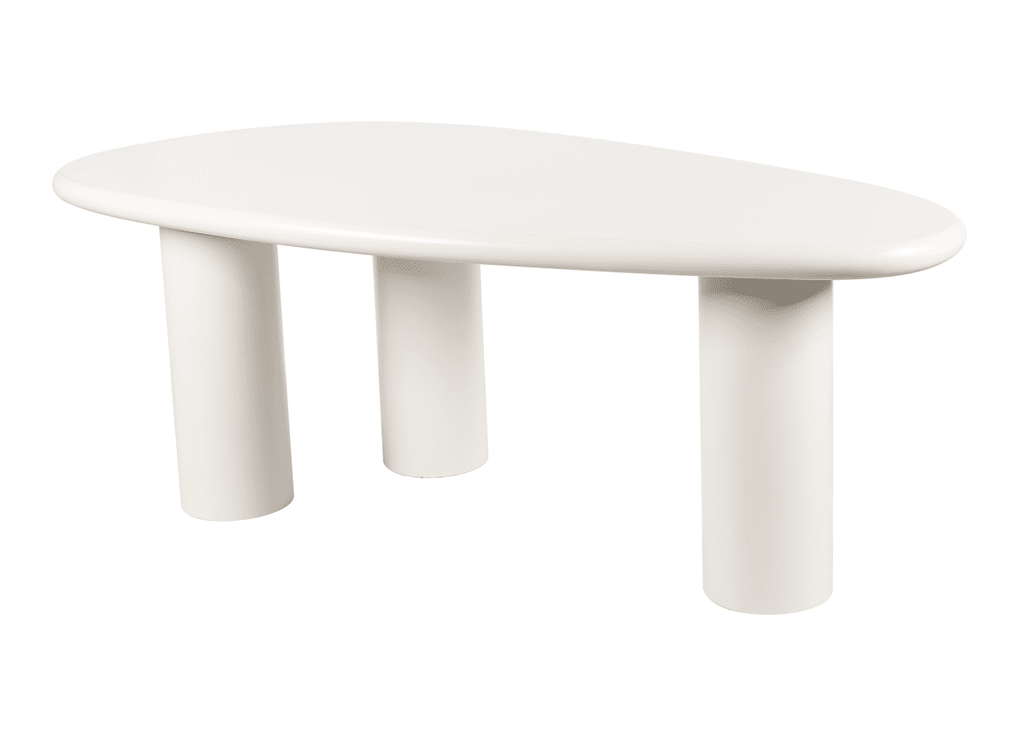 Table à manger asymétrique blanc 8 personnes 200cm AVELINE