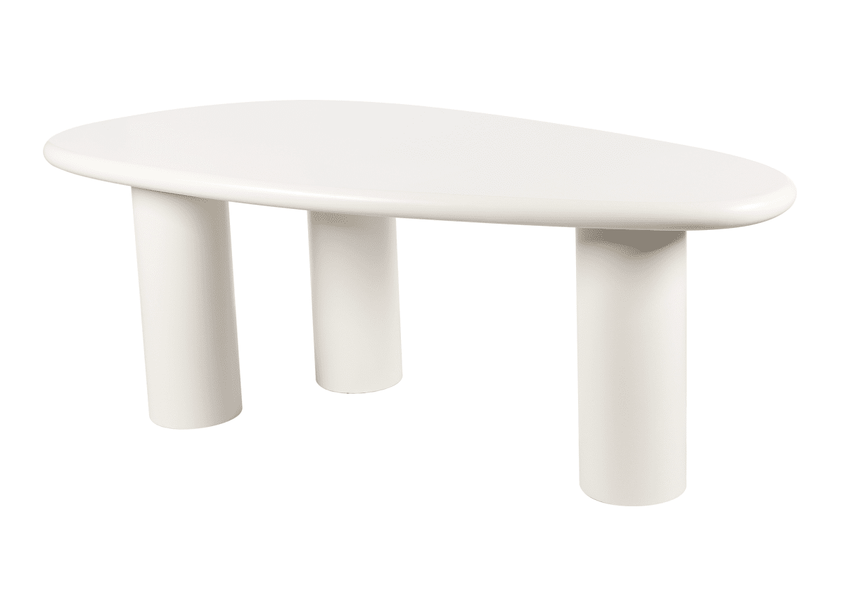 Table à manger asymétrique blanc 8 personnes 200cm AVELINE