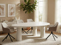 Table à manger asymétrique blanc 8 personnes 200cm AVELINE