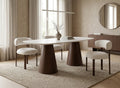 Table à manger 200cm en céramique beige pieds marron 8 personnes 200cm ELWEN