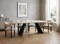 Table à manger en céramique blanc pieds noir 8 personnes 200cm ZELLY