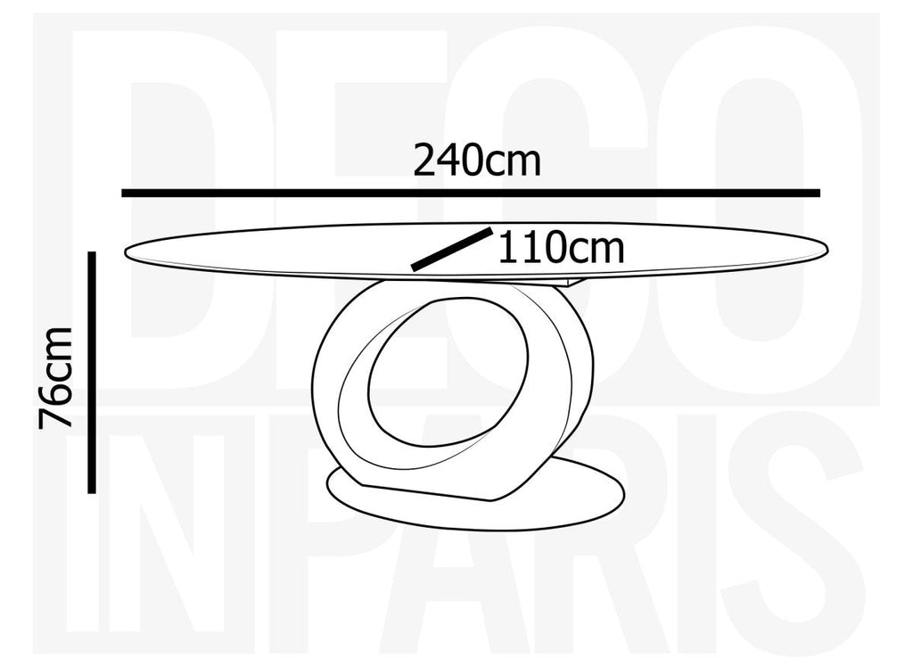 Table à manger en verre trempé noire 10 personnes 240cm CELIA