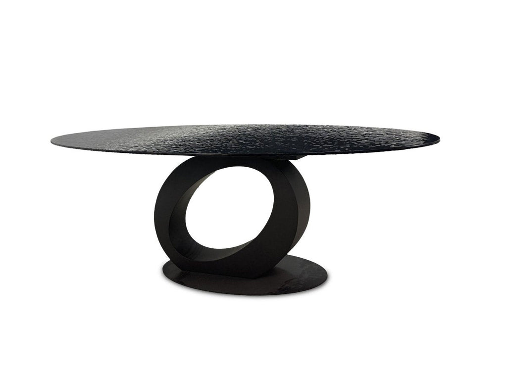 Table à manger en verre trempé noire 10 personnes 240cm CELIA