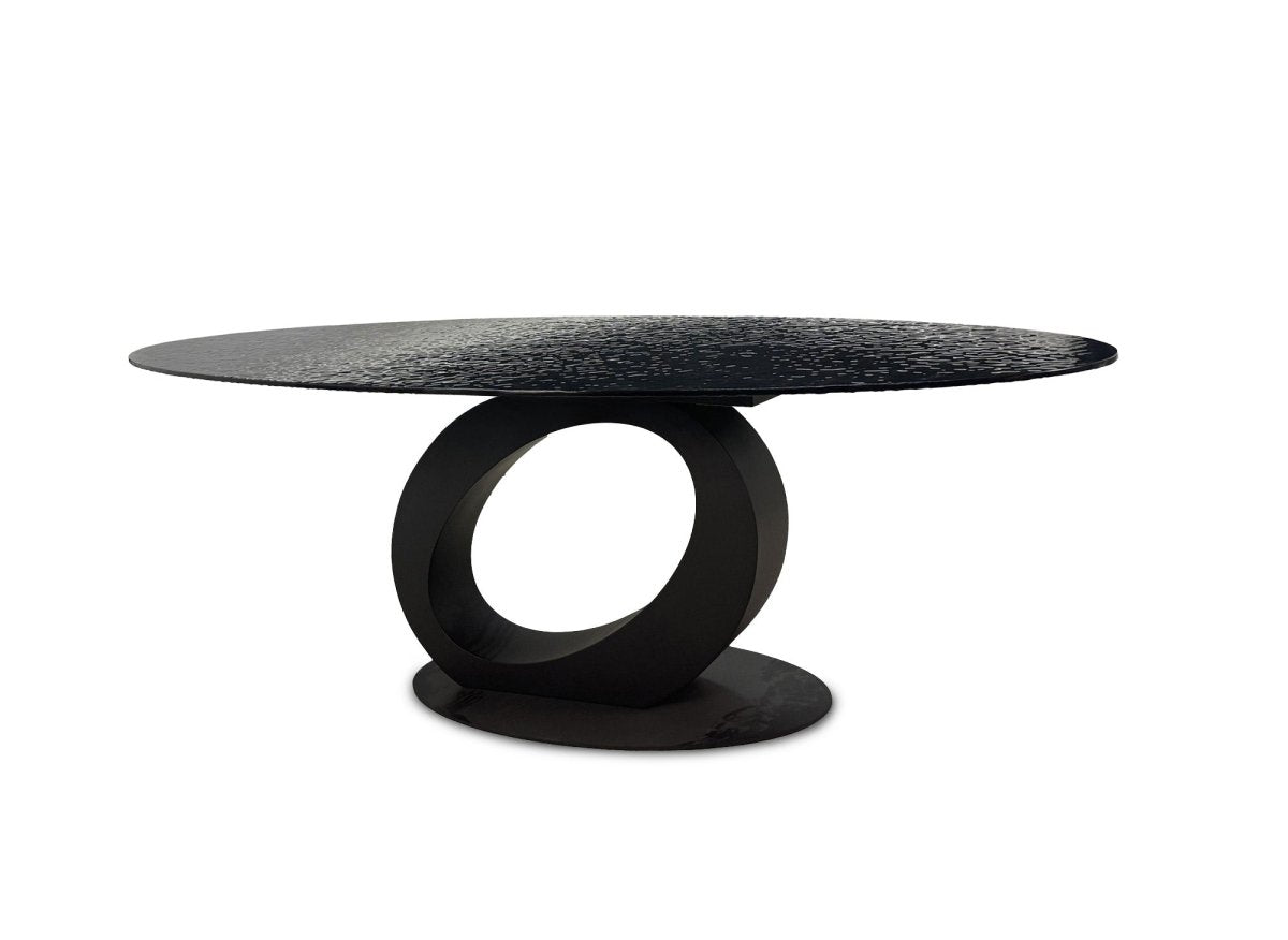 Table à manger en verre trempé noire 10 personnes 240cm CELIA