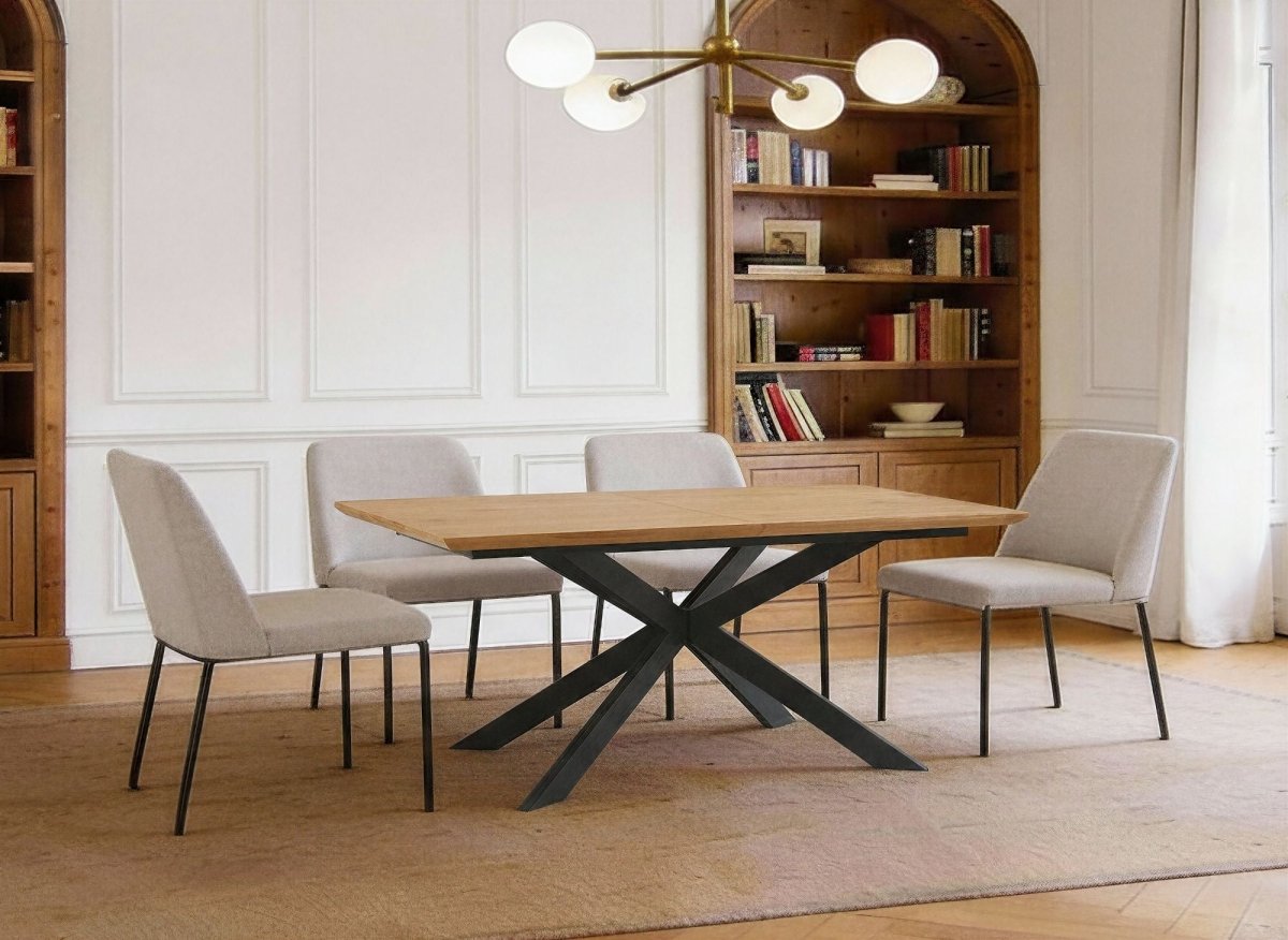 Table à manger extensible couleur bois 10 personnes 160-200 cm ODINE