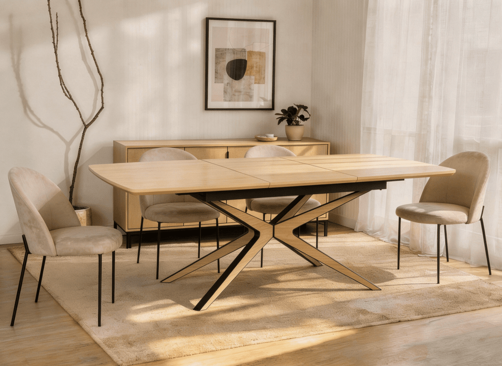Table à manger extensible effet bois 10 personnes 160-220 cm OXANE