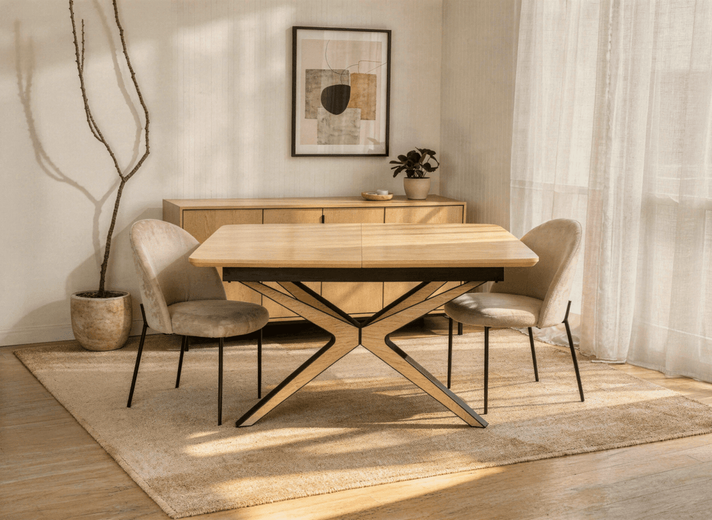 Table à manger extensible effet bois 10 personnes 160-220 cm OXANE
