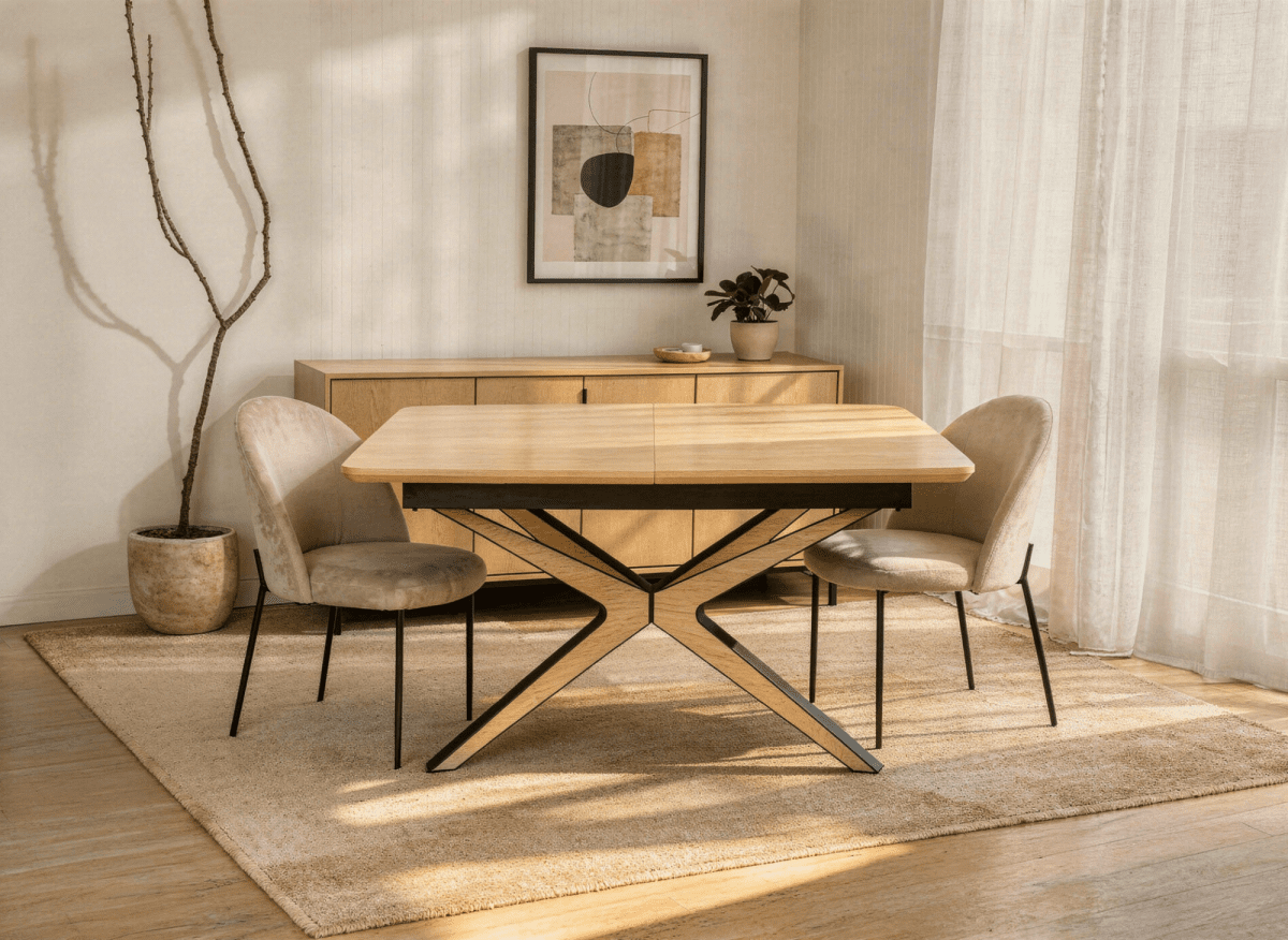 Table à manger extensible effet bois 10 personnes 160-220 cm OXANE