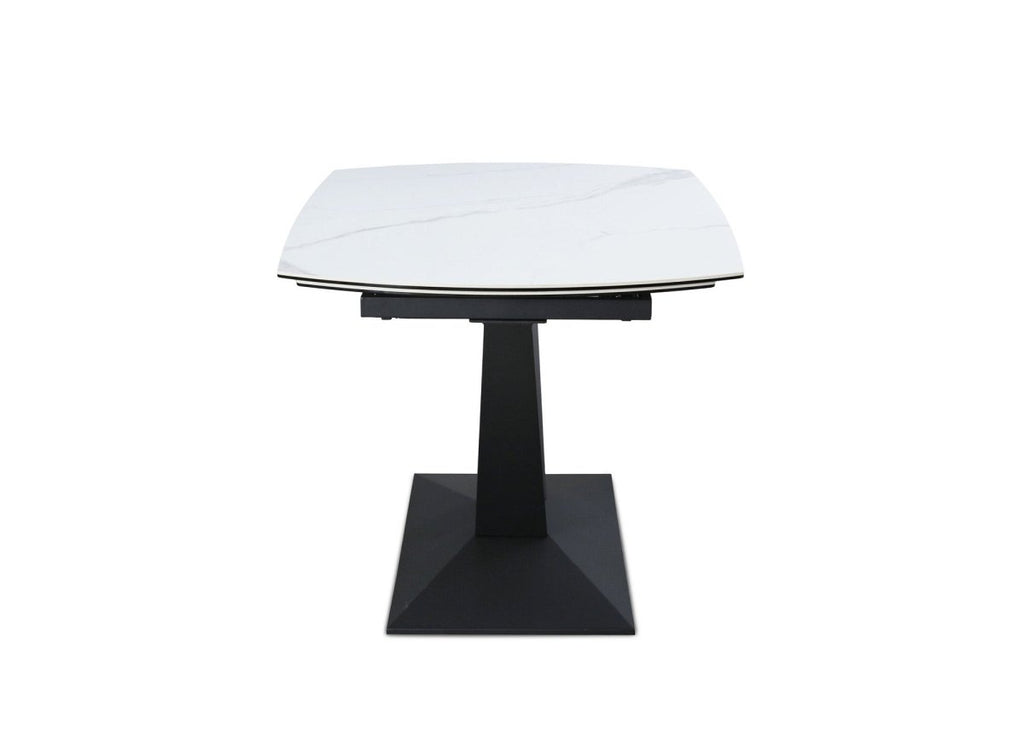Table à manger extensible en céramique blanche 8 personnes 120-180 cm ELIAD