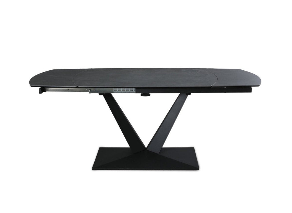 Table à manger extensible en céramique noire 8 personnes 120-180 cm ELIAD