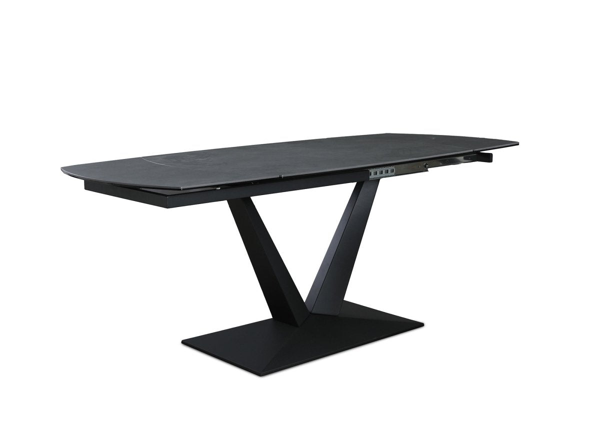 Table à manger extensible en céramique noire 8 personnes 120-180 cm ELIAD