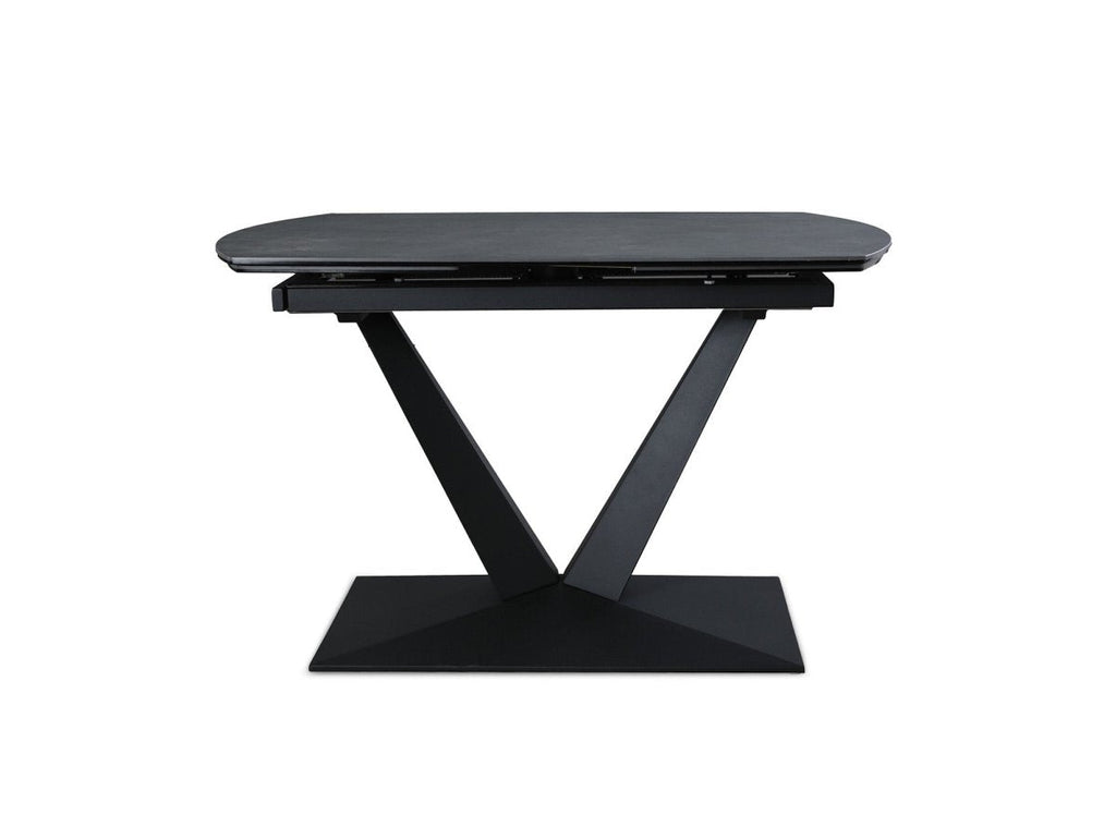 Table à manger extensible en céramique noire 8 personnes 120-180 cm ELIAD