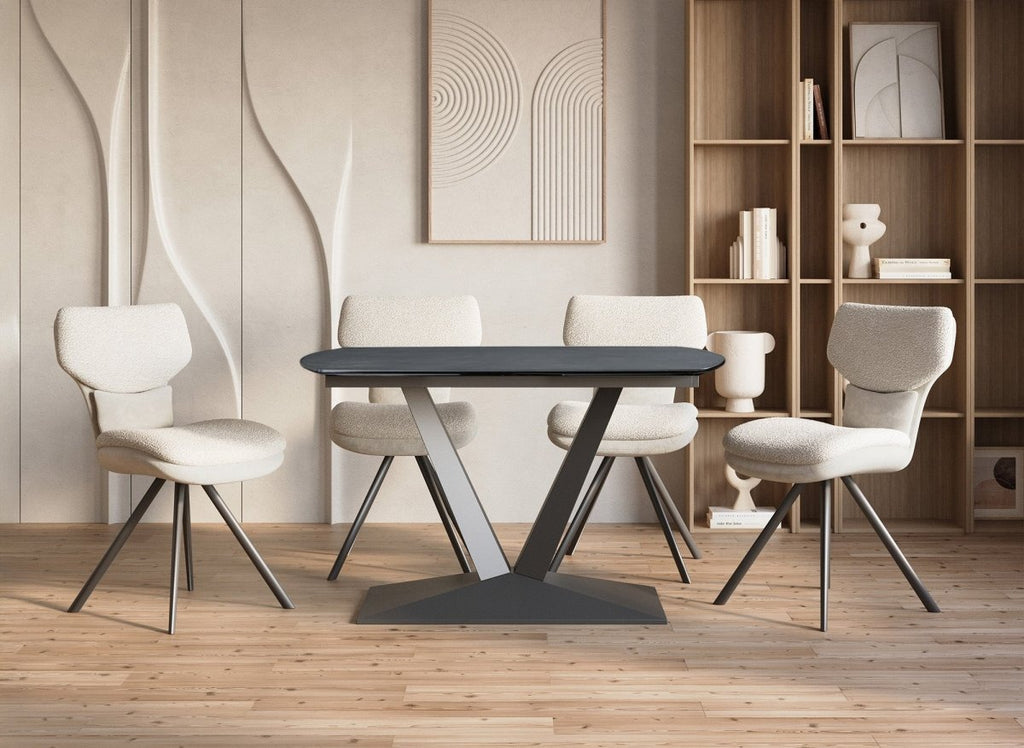 Table à manger extensible en céramique noire 8 personnes 120-180 cm ELIAD