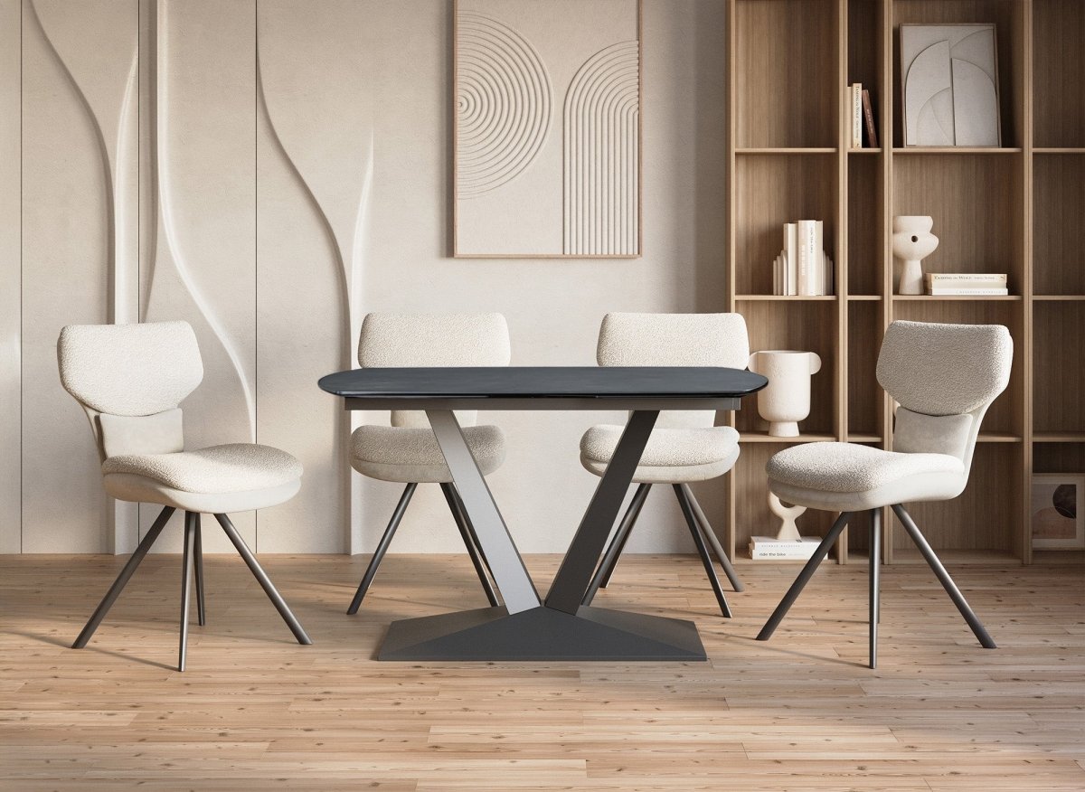 Table à manger extensible en céramique noire 8 personnes 120-180 cm ELIAD