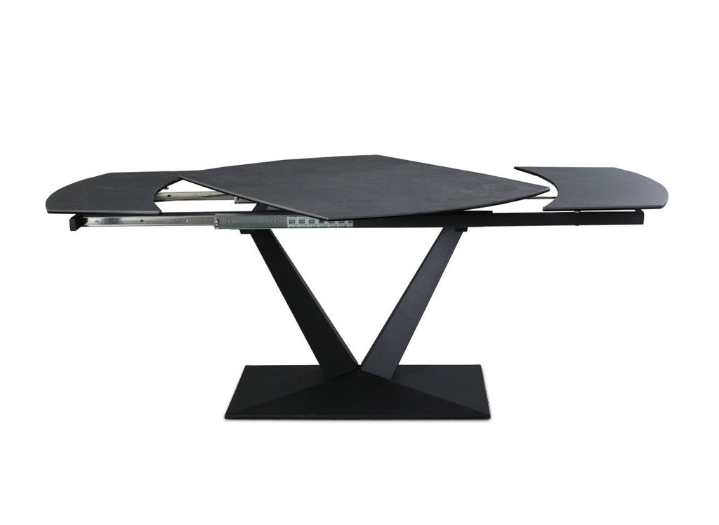 Table à manger extensible en céramique noire 8 personnes 120-180 cm ELIAD