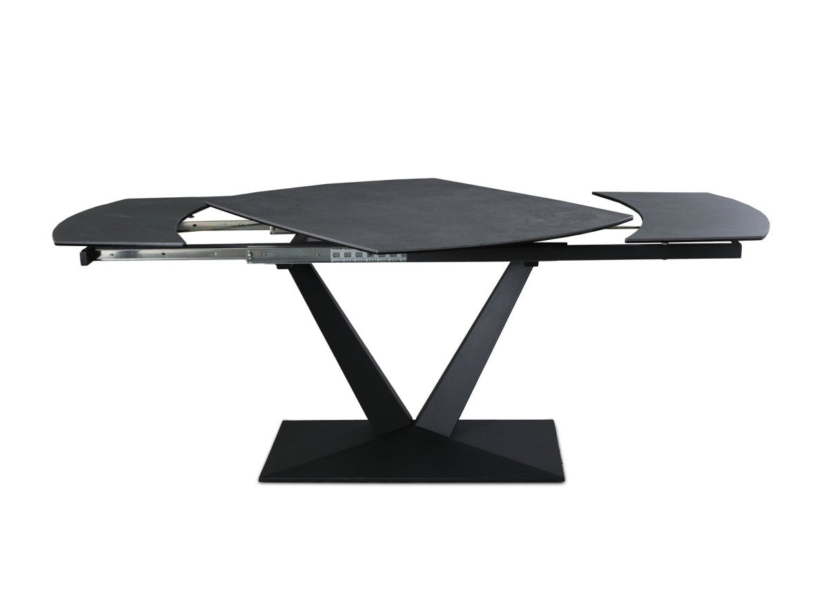 Table à manger extensible en céramique noire 8 personnes 120-180 cm ELIAD
