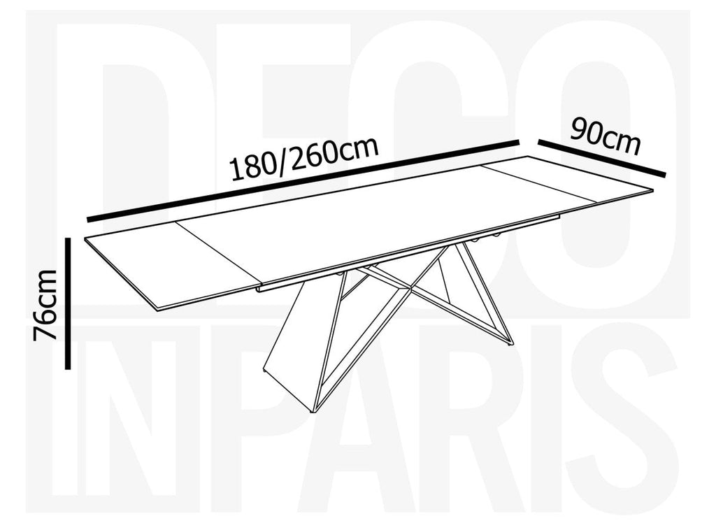 Table à manger extensible en céramique noire effet marbre 12 personnes 180-260 cm GABRIEL