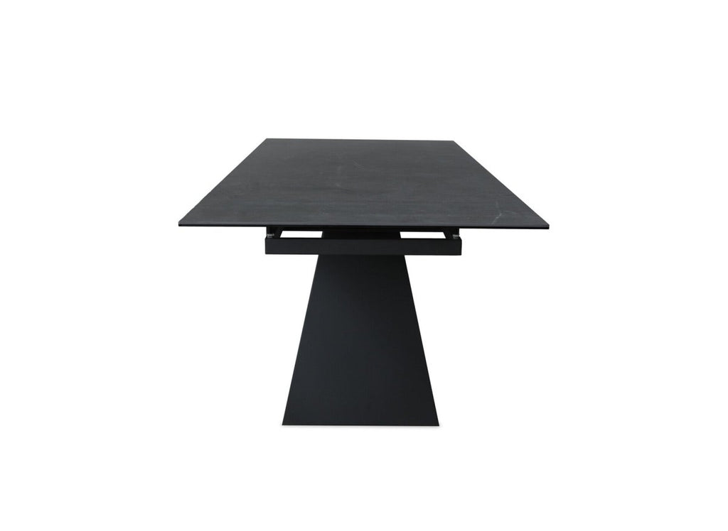 Table à manger extensible en céramique noire effet marbre 12 personnes 180-260 cm GABRIEL
