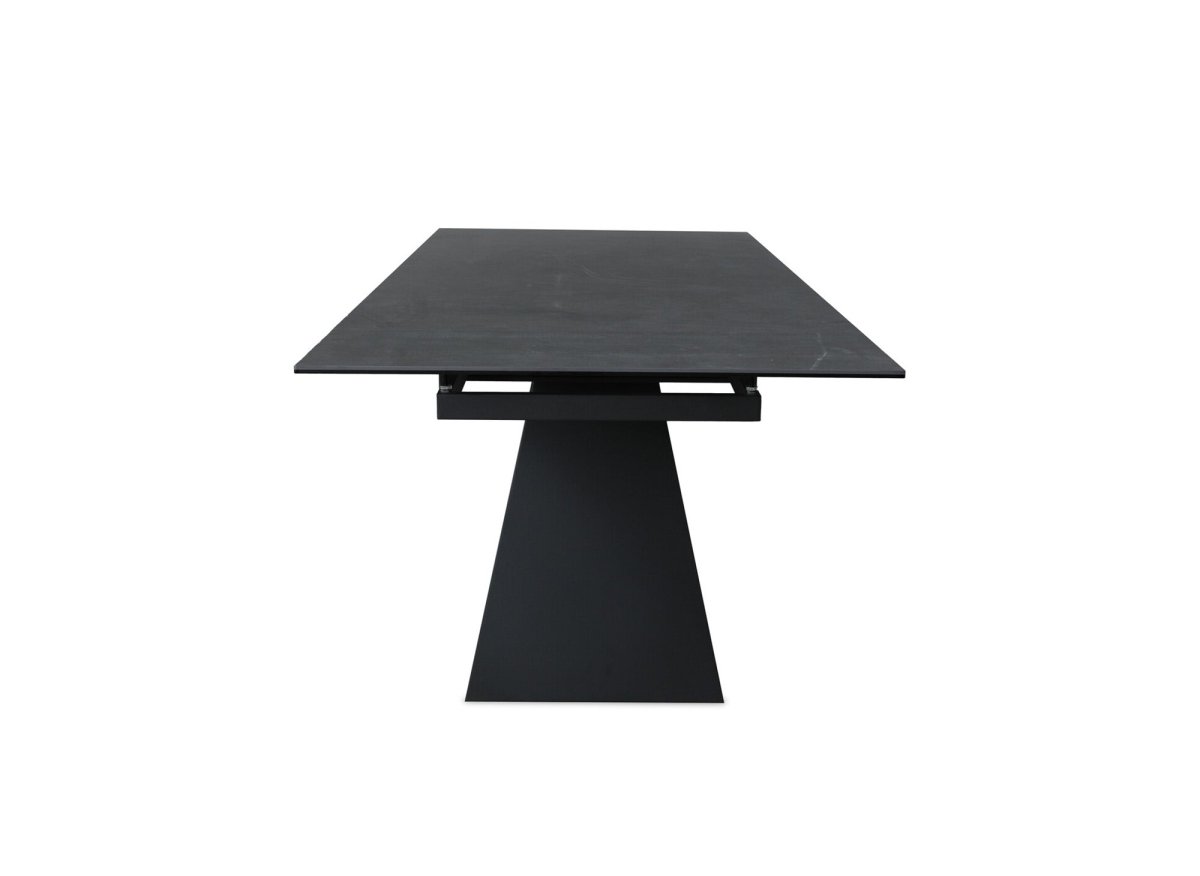 Table à manger extensible en céramique noire effet marbre 12 personnes 180-260 cm GABRIEL