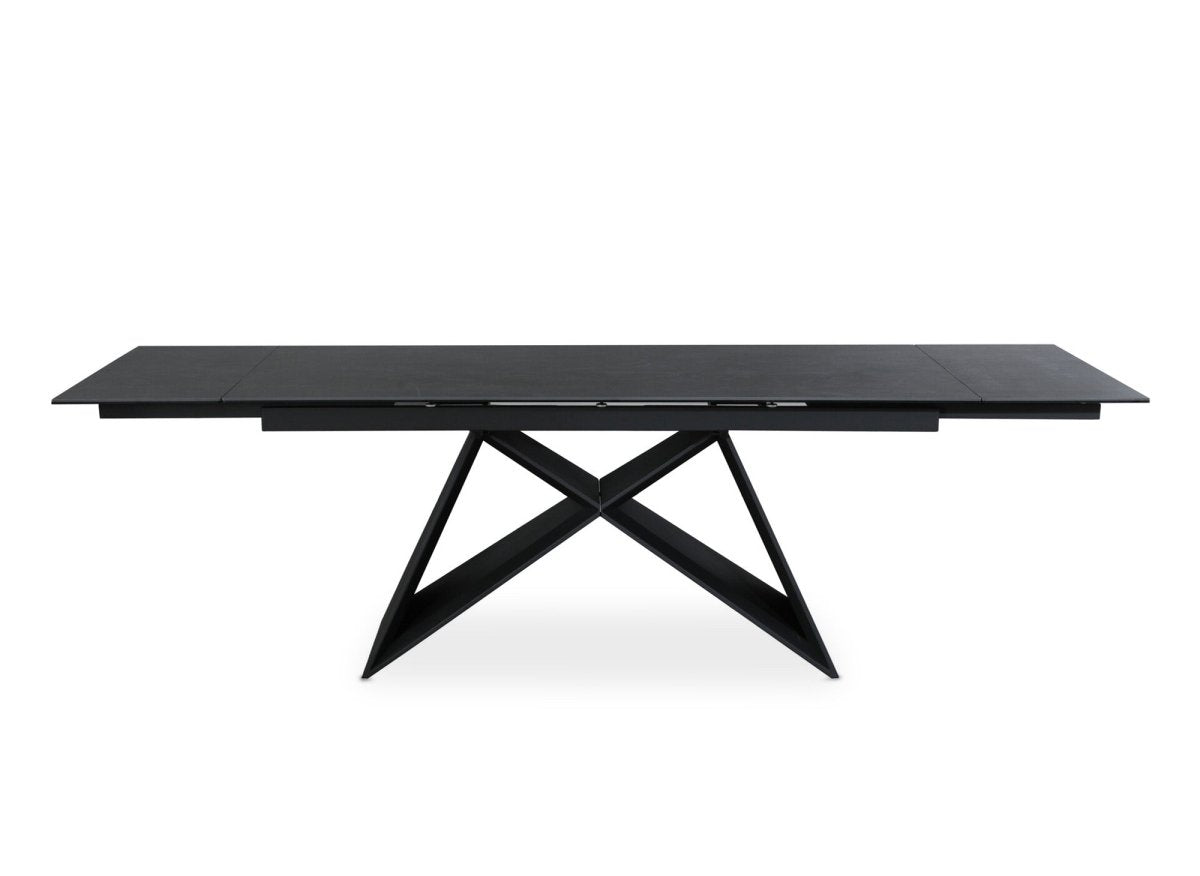 Table à manger extensible en céramique noire effet marbre 12 personnes 180-260 cm GABRIEL