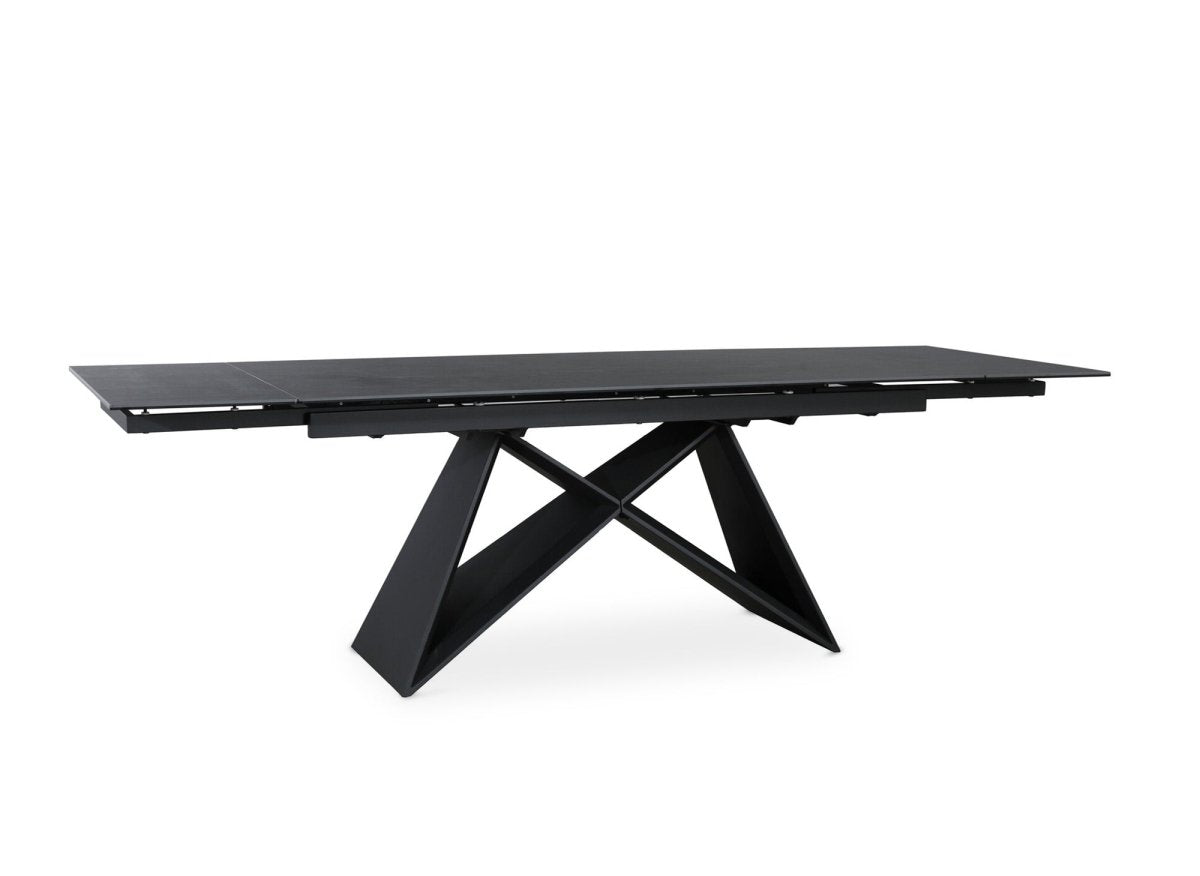 Table à manger extensible en céramique noire effet marbre 12 personnes 180-260 cm GABRIEL