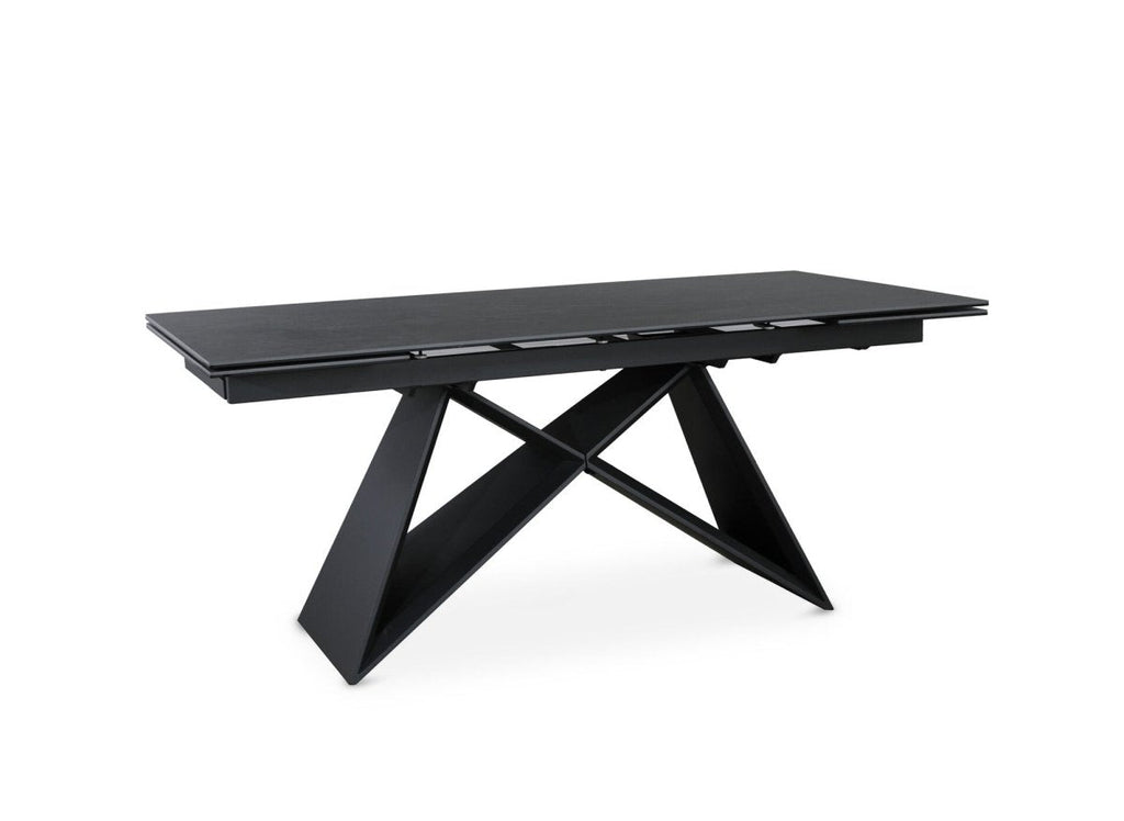 Table à manger extensible en céramique noire effet marbre 12 personnes 180-260 cm GABRIEL