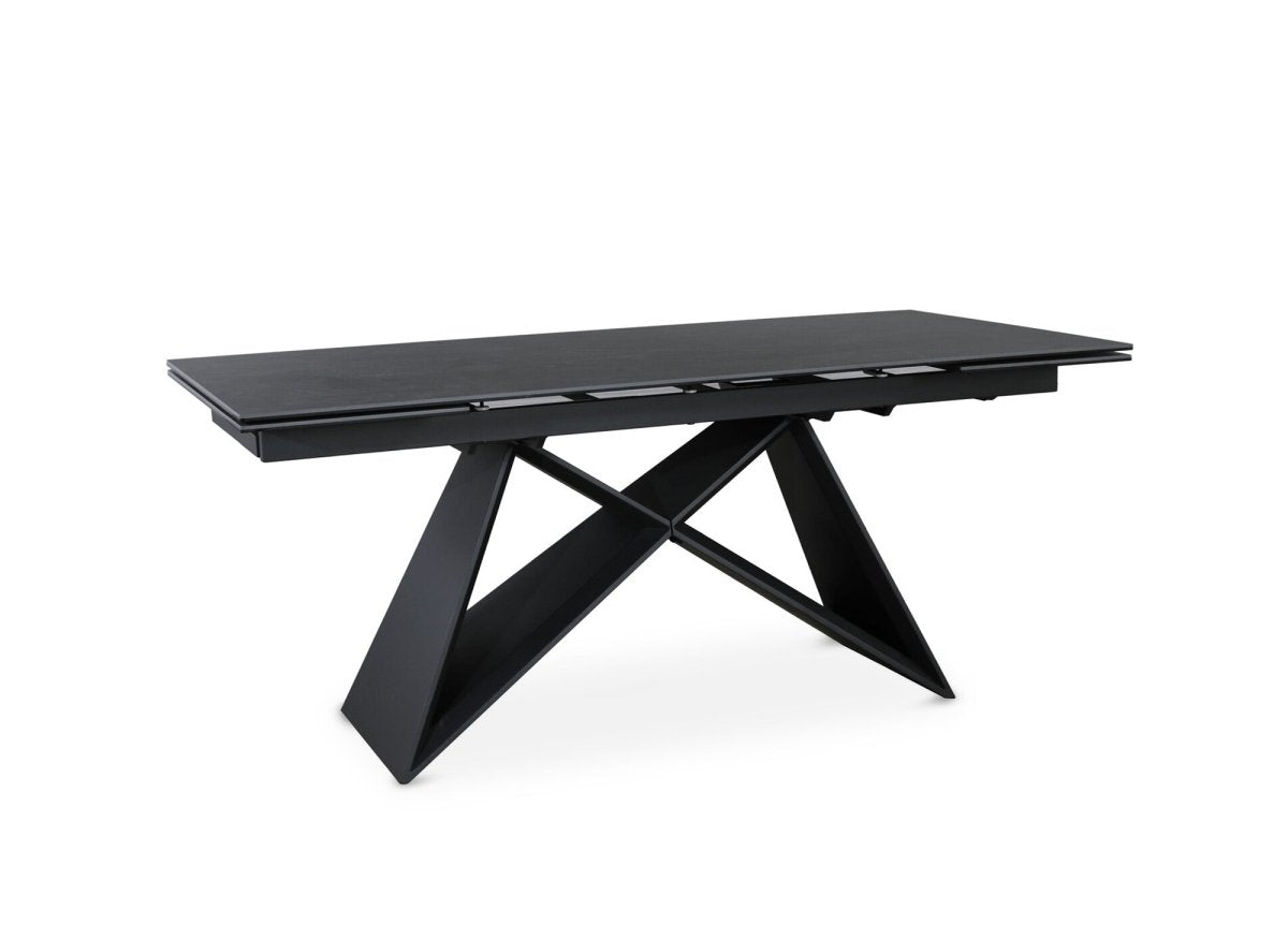 Table à manger extensible en céramique noire effet marbre 12 personnes 180-260 cm GABRIEL