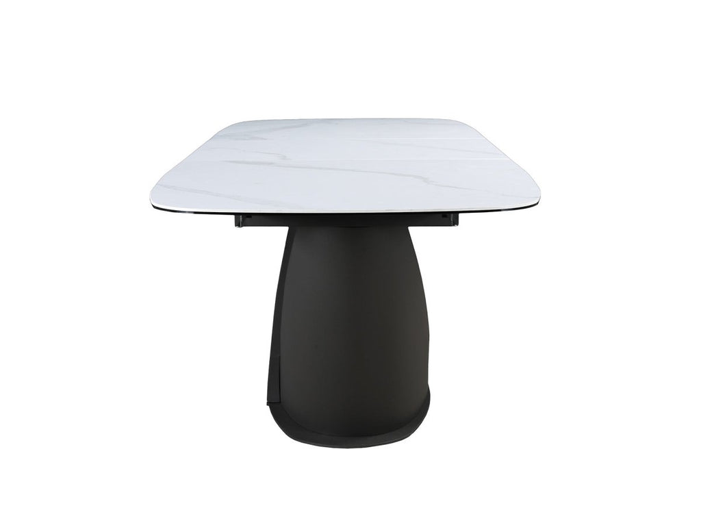 Table à manger extensible en métal marron plateau en céramique blanc 180-240 cm LERONA