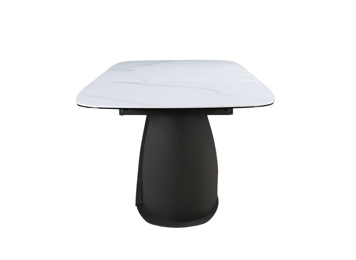 Table à manger extensible en métal marron plateau en céramique blanc 180-240 cm LERONA