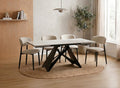 Table à manger extensible en métal noir avec plateau en céramique blanc 160-240 cm HELSINKI