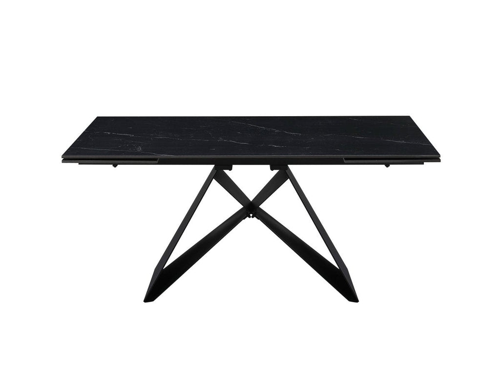 Table à manger extensible en métal noir avec plateau en céramique noir 160-240 cm HELSINKI