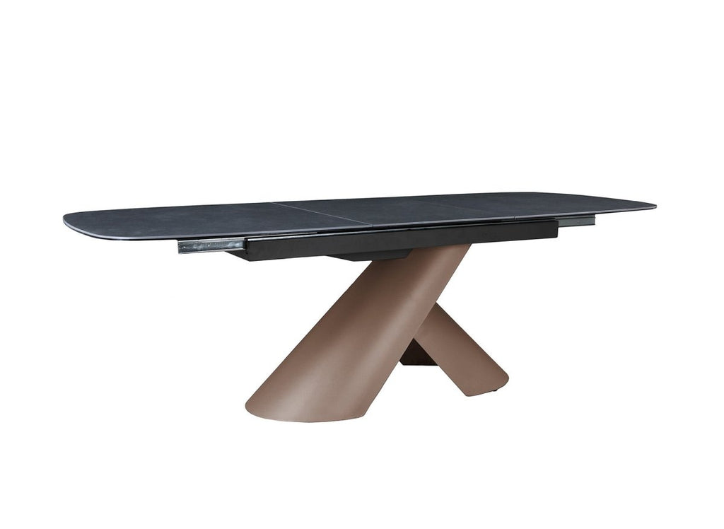 Table à manger extensible pieds métal marron plateau céramique 180-240 cm MILANO