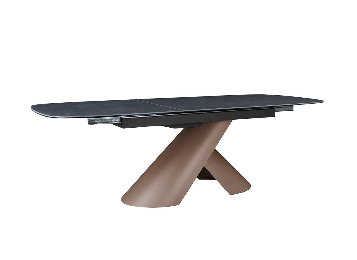 Table à manger extensible pieds métal marron plateau céramique 180-240 cm MILANO