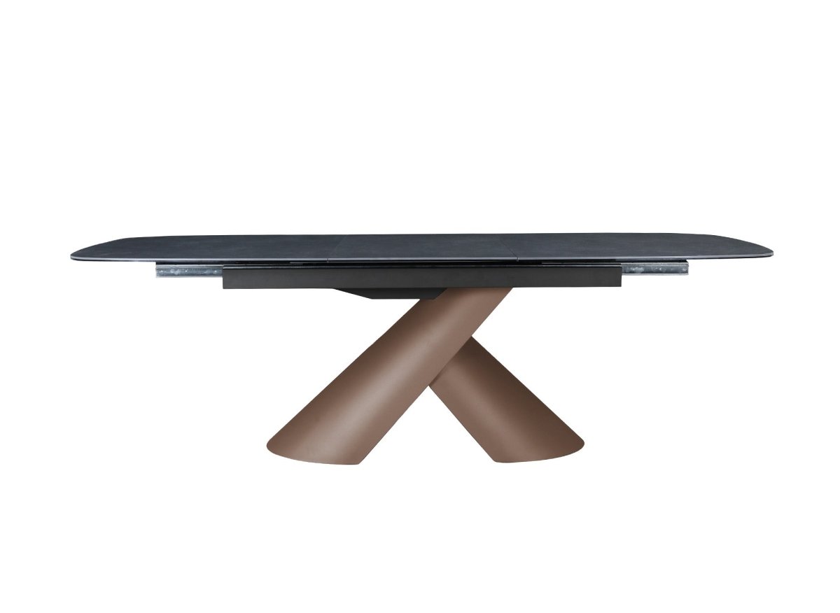Table à manger extensible pieds métal marron plateau céramique 180-240 cm MILANO