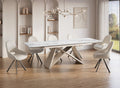 Table à manger extensible plateau céramique blanc 10 personnes 160-240 cm GABRIEL