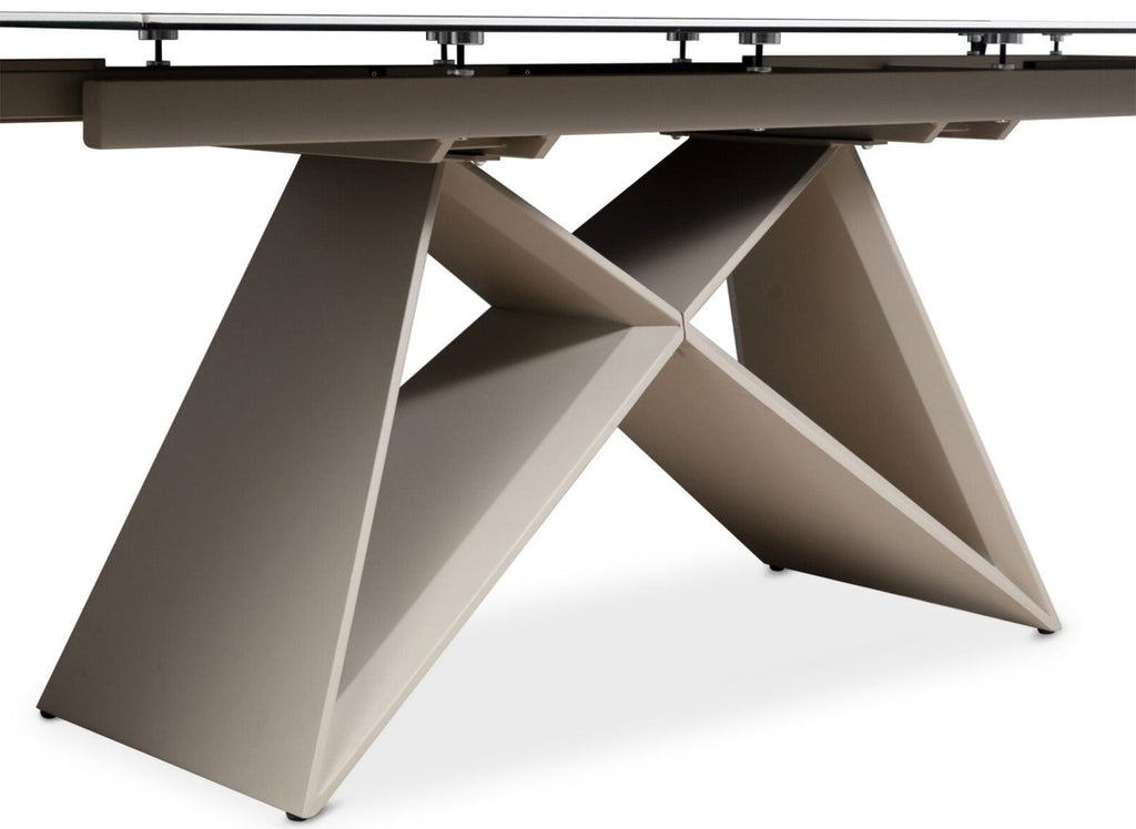 Table à manger extensible plateau céramique blanc 10 personnes 160-240 cm GABRIEL