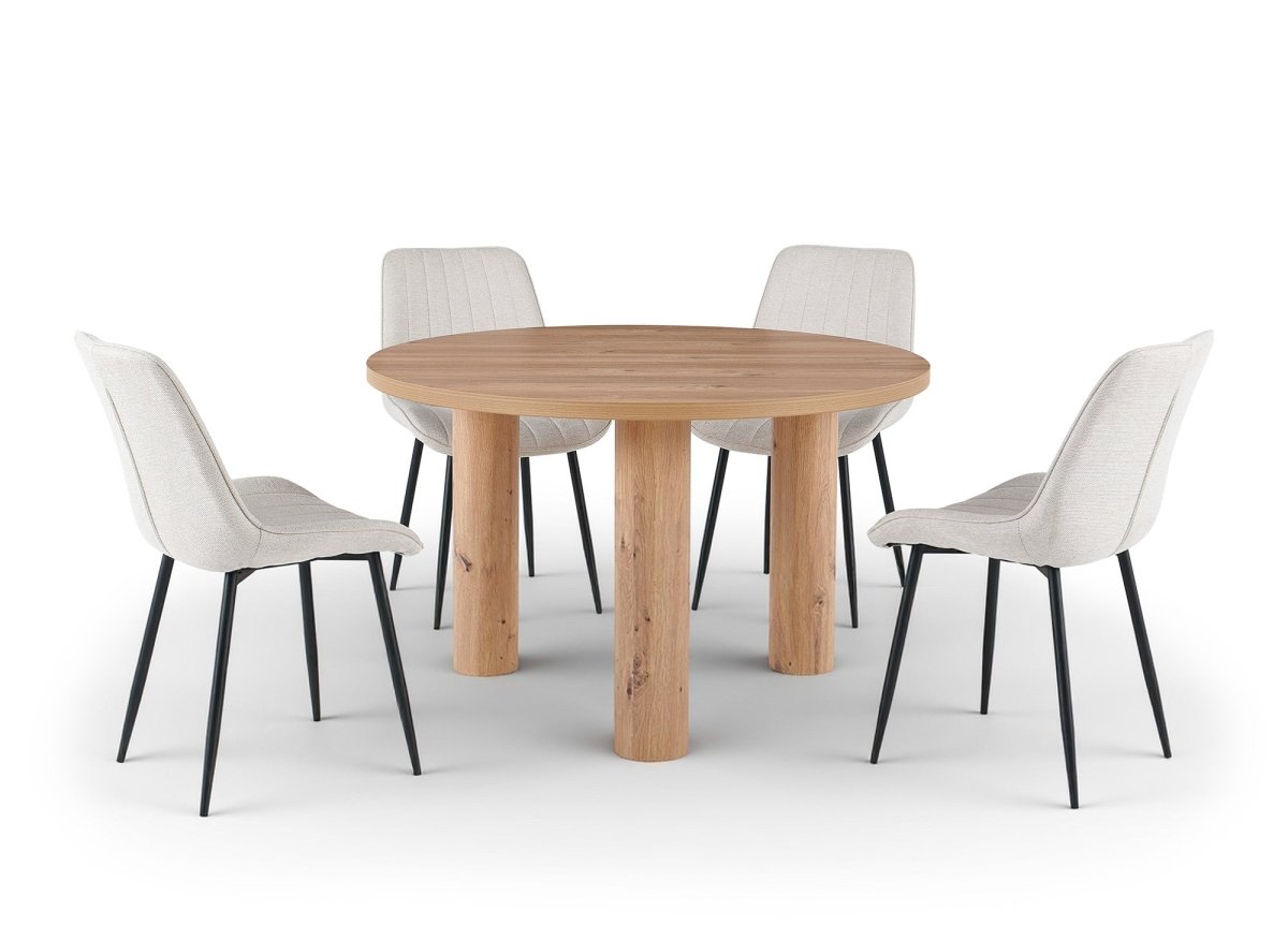 Table à manger ronde effet bois 120cm LORINA