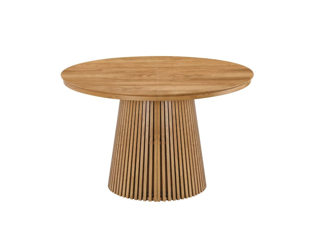 Table à manger ronde extensible en bois clair 120-200cm HEKA