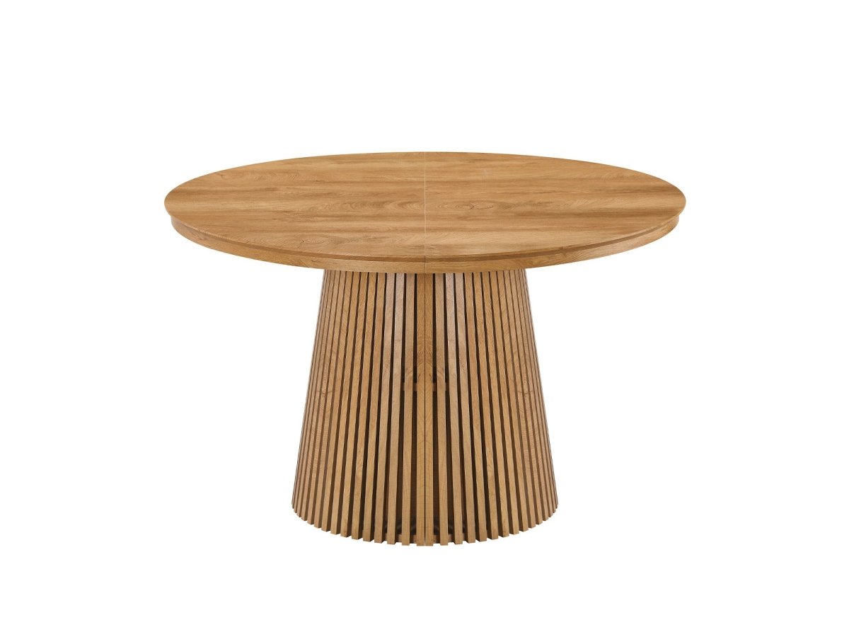 Table à manger ronde extensible en bois clair 120-200cm HEKA