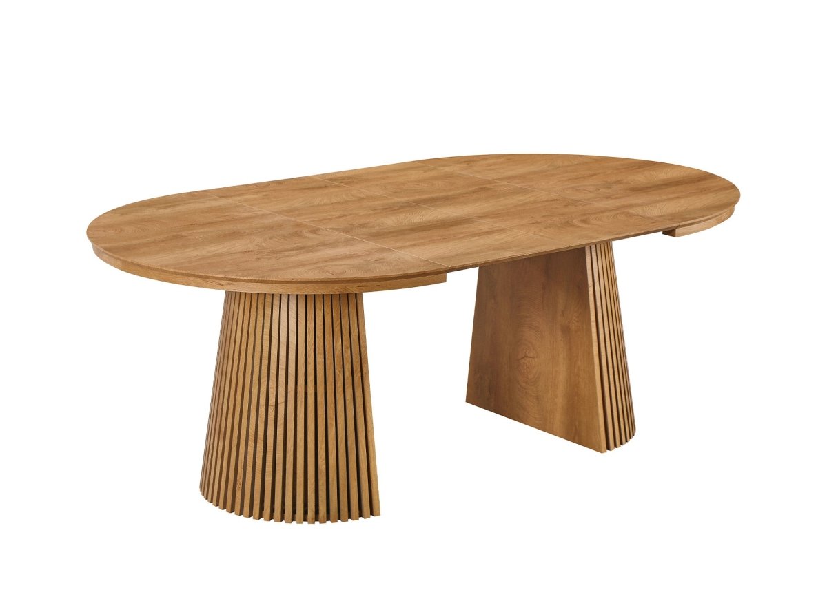 Table à manger ronde extensible en bois clair 120-200cm HEKA