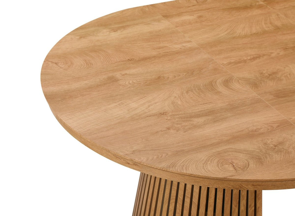Table à manger ronde extensible en bois clair 120-200cm HEKA
