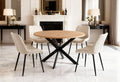 Table à manger ronde plateau effet bois pieds métal noir 120cm SINAYA