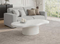 Table basse ovale en béton brossé blanc plateau asymétrique ZELINE