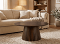 Table basse ronde en bois foncé HEKA