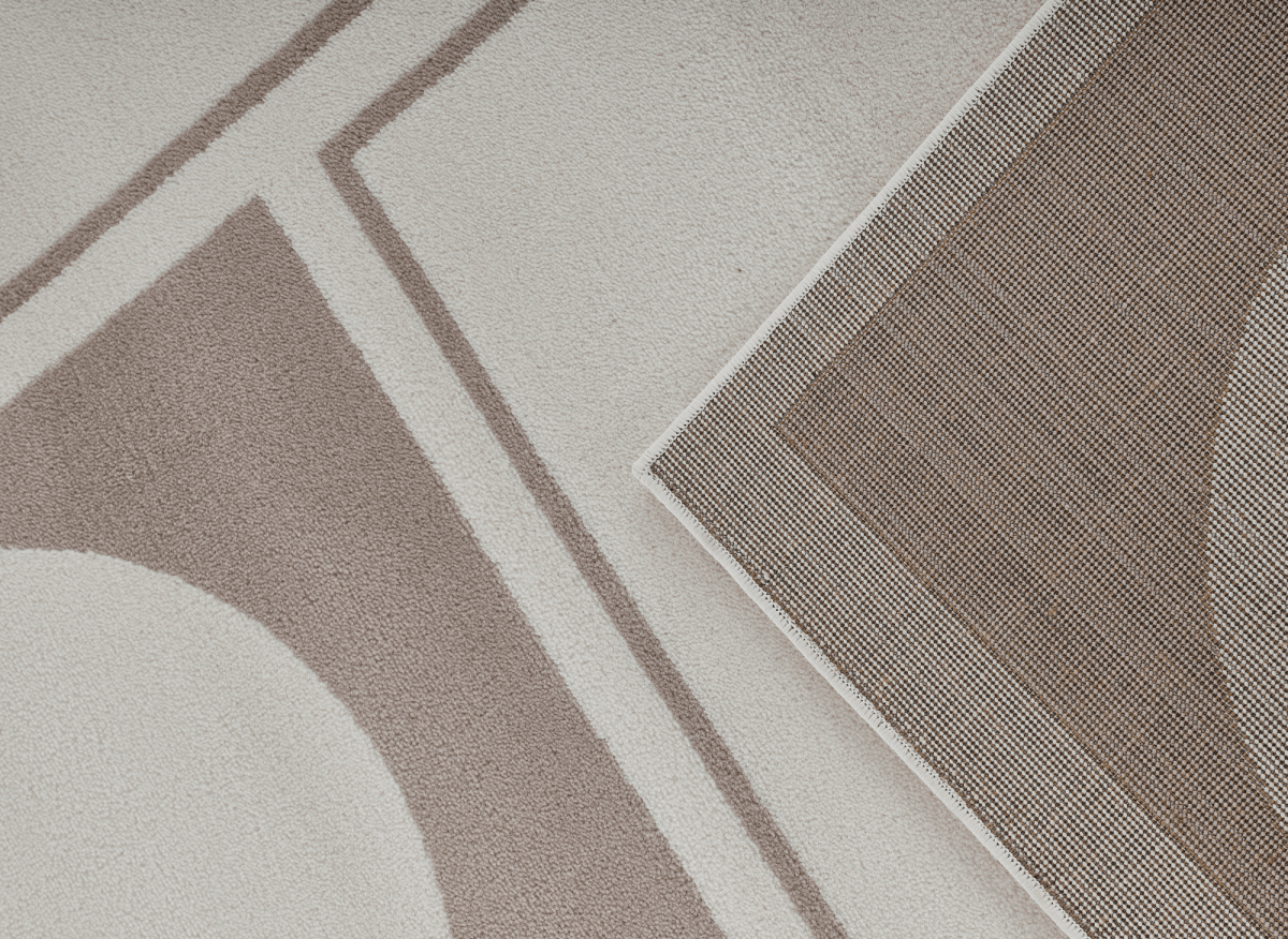 Tapis à formes géométriques beige et marron 160 x 230 cm SIENNA