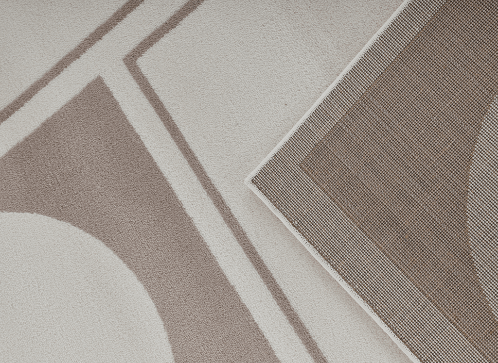 Tapis à formes géométriques beige et marron 200 x 290 cm SIENNA