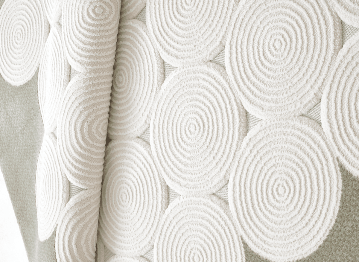 Tapis à motifs rond blanc écru 154 x 230 cm CLARA