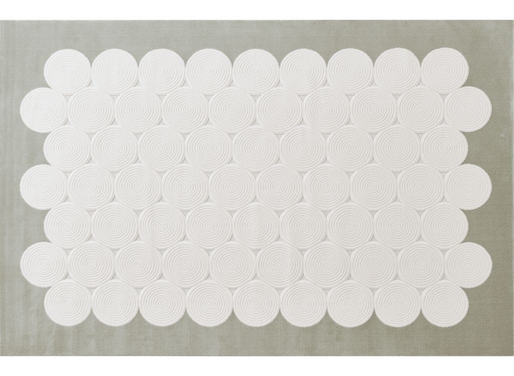 Tapis à motifs rond blanc écru 154 x 230 cm CLARA